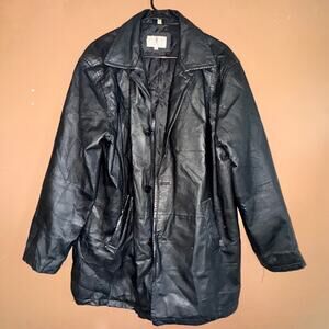 Timothy Daniels Vintage Long 100% Genuine Leather Black Coat - Size Medium